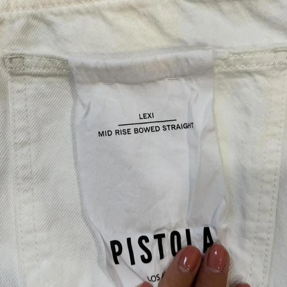 PISTOLA Lexi Mid Rise Bowed Straight Jeans - Luxe White Vintage - Picture 5 of 6